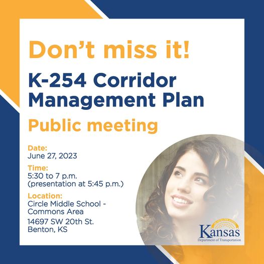 K254 Corridor Public Meeting on June 27th from 5:30-7pm at Circle Middle School.
