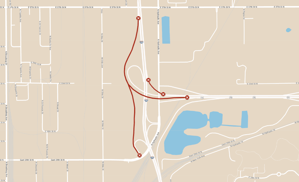 Highway closures map