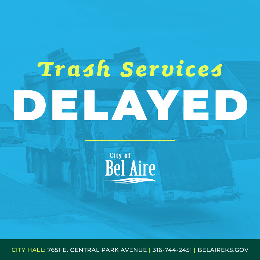 Graphic letting residents know that their trash service is delayed due to weather.