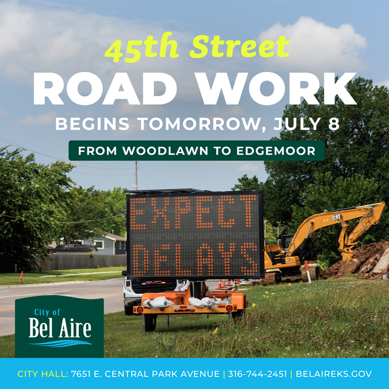 Roadwork on 45th Street between Woodlawn & Edgemoor begins 7/8