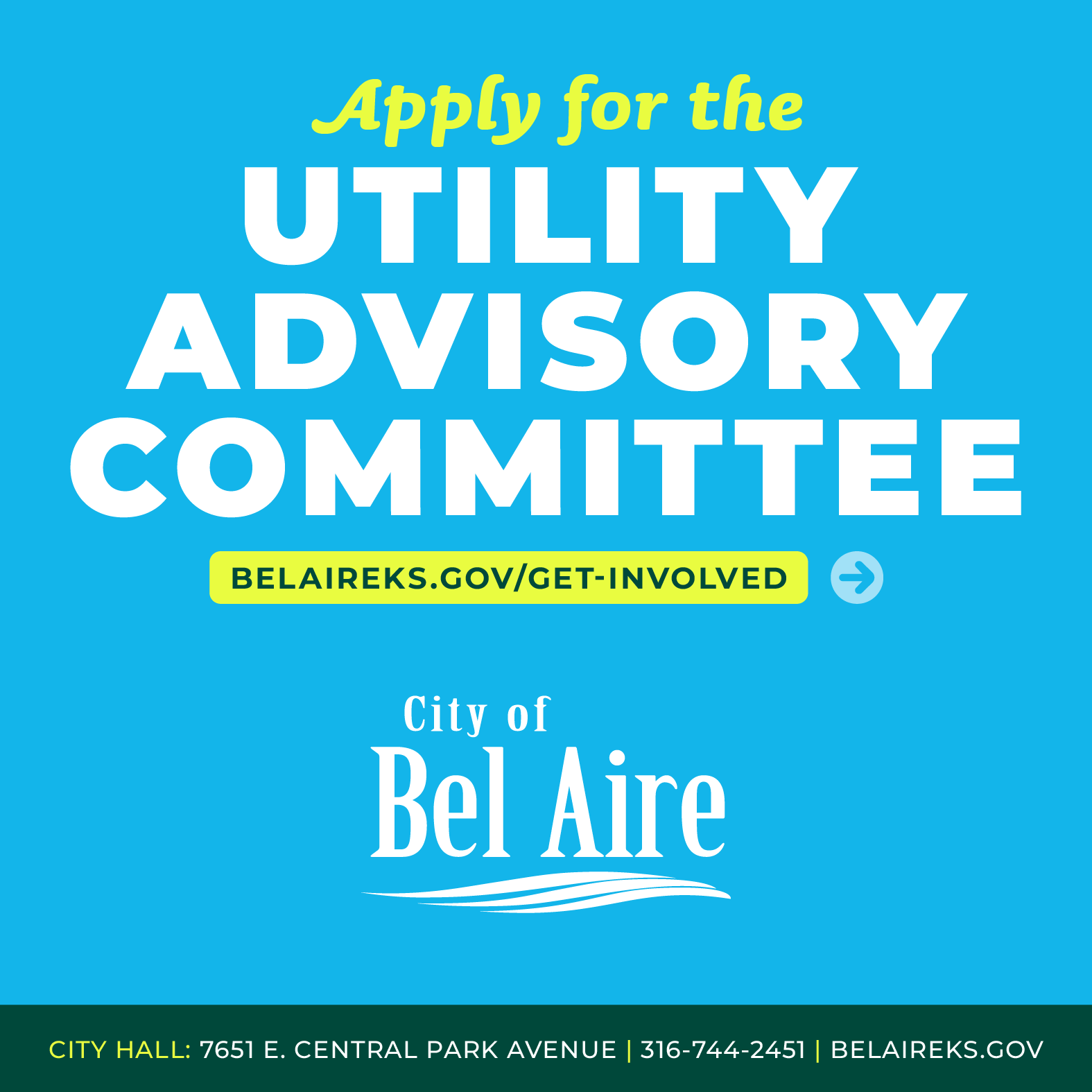 Apply for the City of Bel Aire Utility Advisory Committee